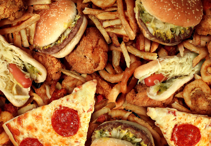 Fast Food Pizza und Burger