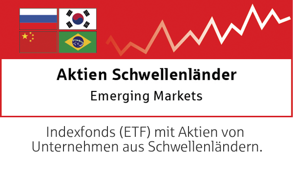 Indexfonds (ETF) mit Aktien von Unternehmen aus Schwellenländern.