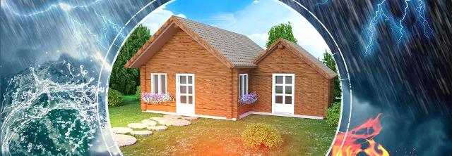 Bildmontage: Haus von Naturgefahren umgeben