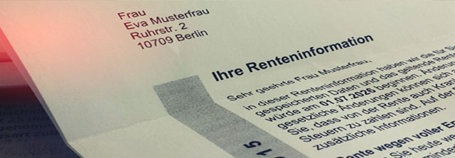 Vorderseite Renteninformation der Gesetzlichen Rentenversicherung