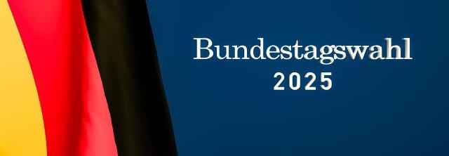 Flagge Deutschlands mit Schriftzug Bundestagswahl