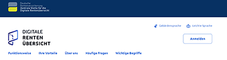 Screenshot Website der Digitalen Rentenübersicht