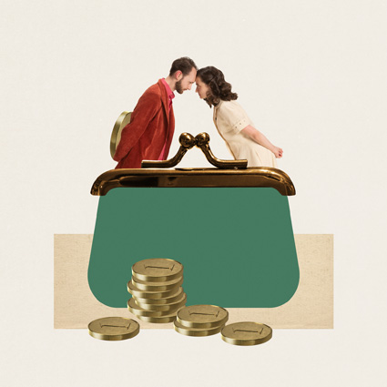Illustration Paar steckt in Geldboerse