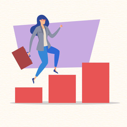 Illustration Frau läuft Treppenstufen nach oben
