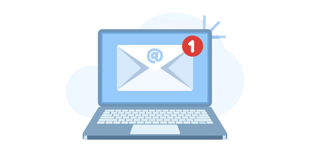 Laptop mit E-Mail-Benachrichtigung für Updates zur neuen privaten Altersvorsorge