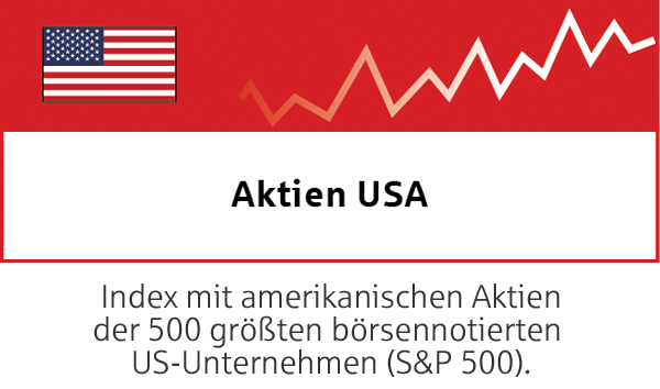 Index mit amerikanischen Aktien der 500 größten börsennotierten US-Unternehmen (S&P 500).