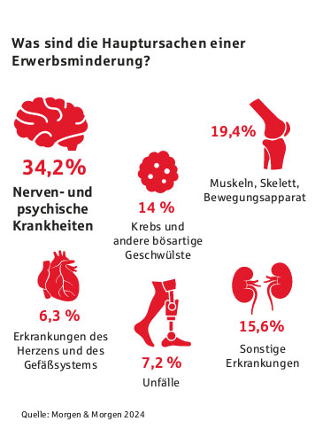 Grafik mit Ursachen für Berufsunfähigkeit