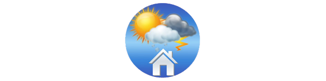 Illustration Haus mit Sonne und Wolken